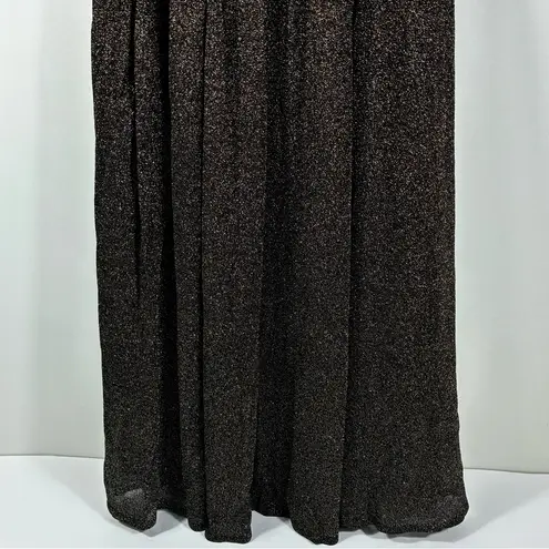 Zimmermann Illuminate Gathered Metallic Knit Flare Maxi Skirt Black Gold US 8