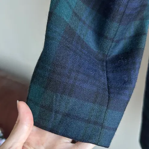 Giorgio Di Sant Angelo 100% Pure Wool Blue and Green Plaid Blazer, Size 14