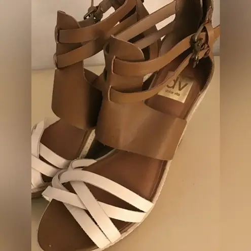 Dolce Vita women chestnut brown leather platform wedge sandals US 9.5