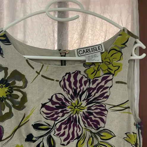 Carlisle Dress Linen Floral Sleeveless size 8