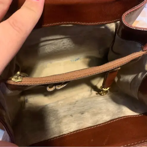 Brahmin VINTAGE 1990'S COGNAC BROWN LEATHER CROSSBODY PURSE