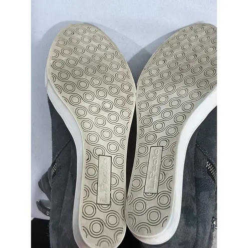 Womans Linea Paolo 6.5 M Blue Camo Suede Wedge Bootie