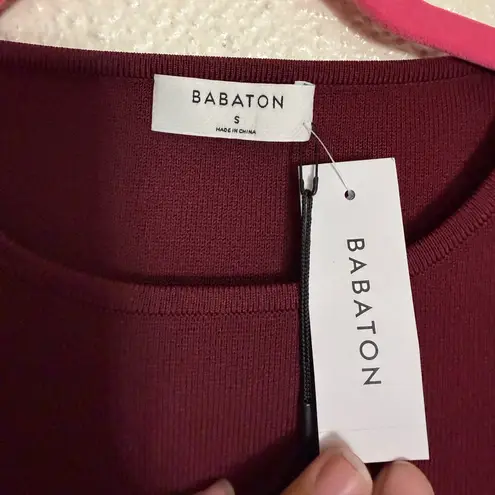 Babaton Aritzia sculpt Knit Forefront Long sleeve size S NWT burgandy color