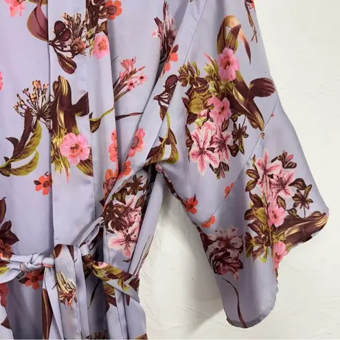 Victoria's Secret Victoria Secret Purple Floral Bell Sleeve Robe Womens S Belted Short Kimono