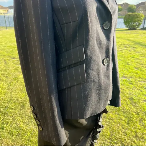 Akris Punto Black Stripe Wool Blazer Suit Jacket