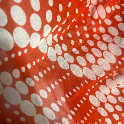 Roby Foulards Made in Italy Red White Polka Dot Sheer Scarf 100% Polyester