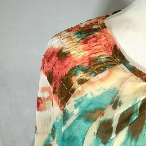 Apt. 9 Colorful watercolor abstract print smocked top size small petite - Image 3