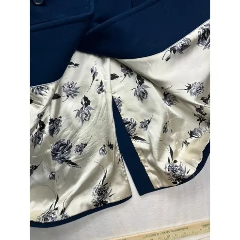 VIA SPIGA Women Double Breasted Wool Blend Navy Blue Long Coat Size 12