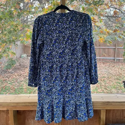 Lucky Brand  Blue Floral Long Sleeve Mini Dress Size XS