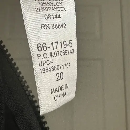 Black One Piece Swimsuit Mesh Insets Zipper Back Sleeveless Size undefined