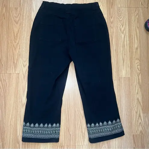 Gloria Vanderbilt Cropped Capri Pants Womens 8 Embellished Black Lace-Up Tie Y2K