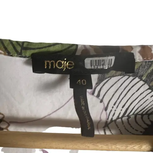 Maje  Rafleur Green Floral Puff Sleeve 70s Mini Dress Size L