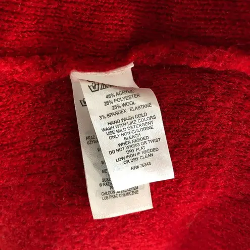 Tahari Womens Cardigan Sweater Oversized Dolman Sleeve Wool Blend Red M