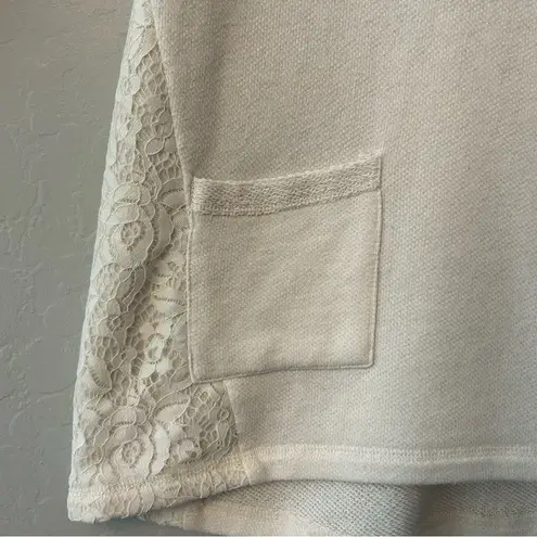 French Laundry ⭐️ cream colored pocket front sweater with lace details size large