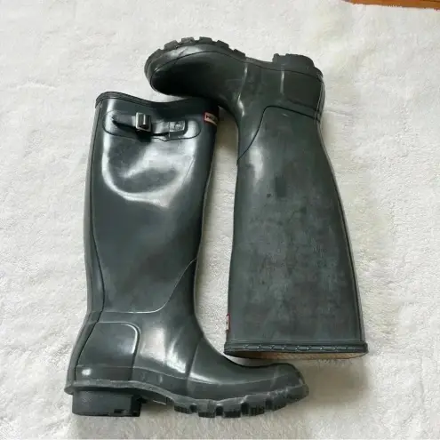 Hunter  Original Gloss Tall Gray Rain Boots Size 5M 6F US.  37