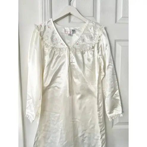 Moon Dance Vintage Ivory Satin Edwardian Full Length Floral Lace Nightgown M White Size M