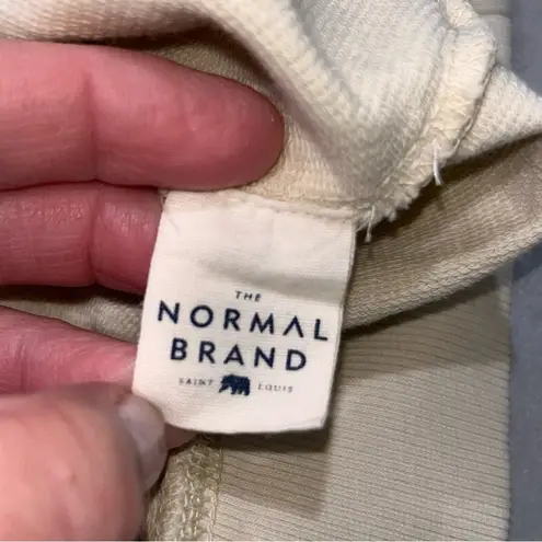 The Normal Brand Women’s Cream Cropped Cotton Terry Henley Hoodie size Small