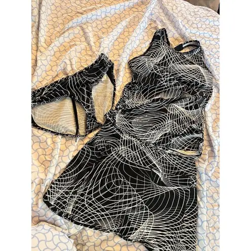 Skirt Sports Skort Tank And Bottom Ladies Size Small Black White Geometric Print