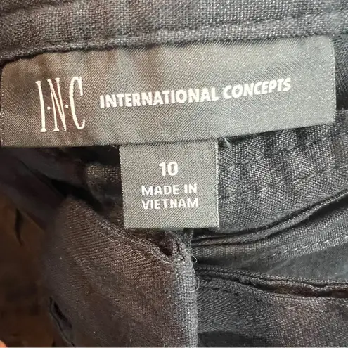 INC International Concepts Size 10 Ankle High Rise Black Cargo Pants W/T…