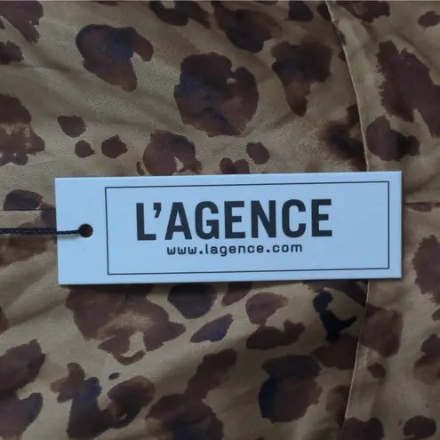 L'Agence Chiara Silk Twist Tank Top Brown Leopard Sleeveless Pleated XS New