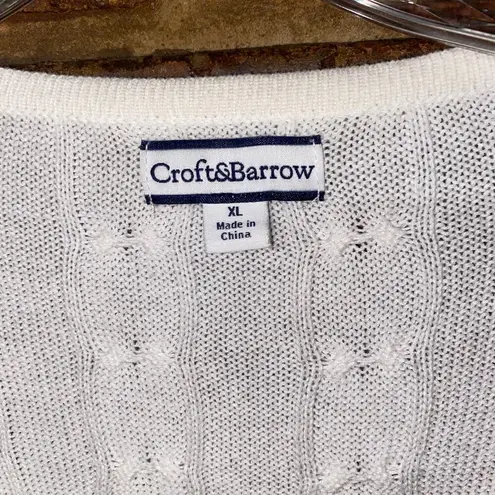 Croft & Barrow  White Cable Knit Button Down Cardigan Sweater Women's SIze XL