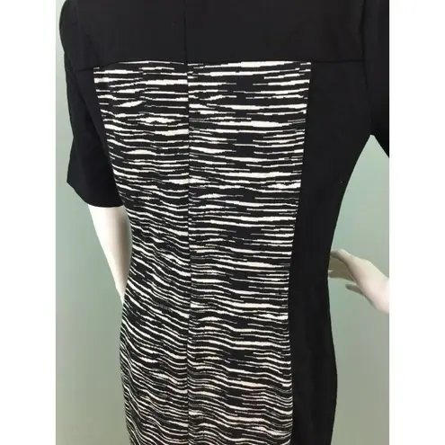 DKNY NWT Women's  Black Panel Space Dye Print Short Sleeve Sheath Dress Sz 12