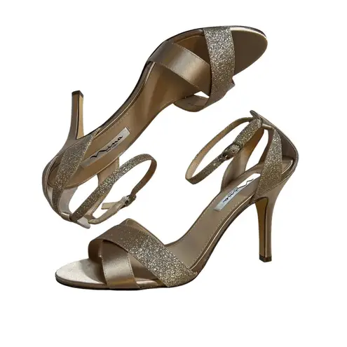 Nina Venus Pearl Rose Heeled Ankle Strap Sandal Size 10 New