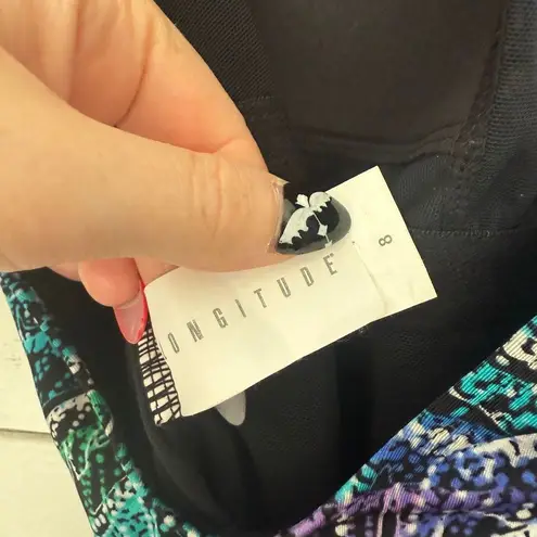 Longitude Women’s 8 Black Patterned One Piece Swim Pool Beach Ocean