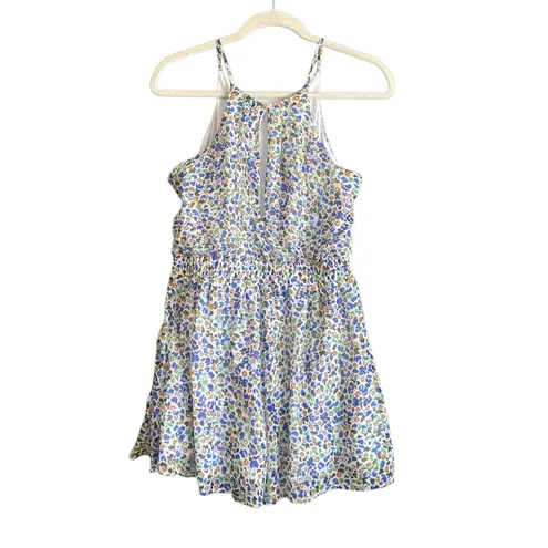 Row *A Blue/Yellow Floral Print Draw String Middle Romper. Size Medium Blue