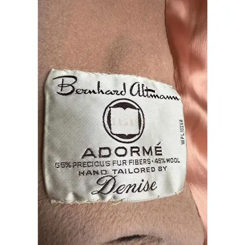 Bernhard Altmann Vintage Wool & Fur Coat, Adormé Collection, Large Pink