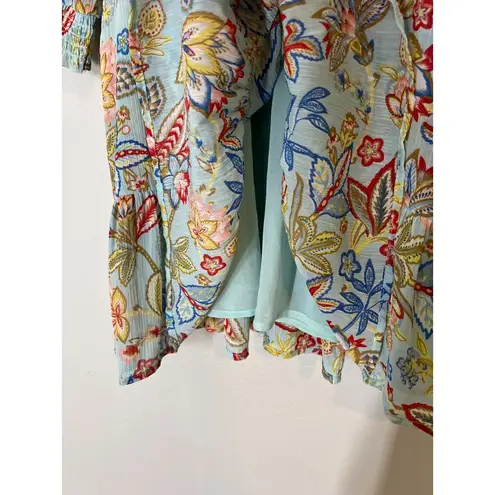 Elan Melrose Fit & Flare Mini Dress Womens Sz M 3/4 Sleeve Vacation Tropical