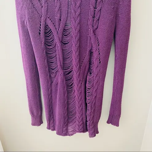 Silver Jeans Silver Distressed Long Sleeve Knit Button Cadigan Purple Sz XS