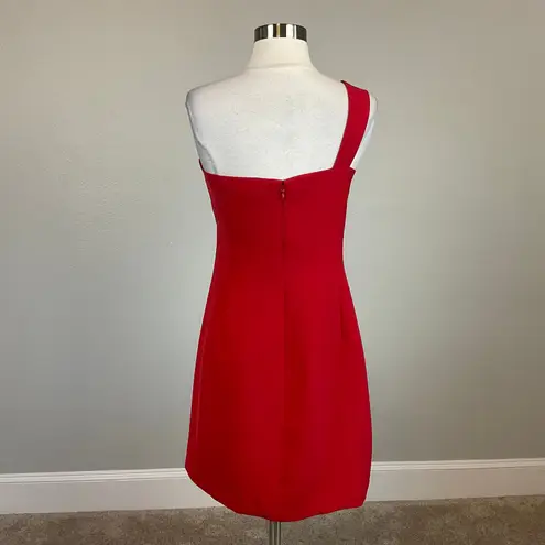 Halston Heritage Halston One Shoulder Regina Mini Sheath Holiday Party Cocktail Dress Red Size 16