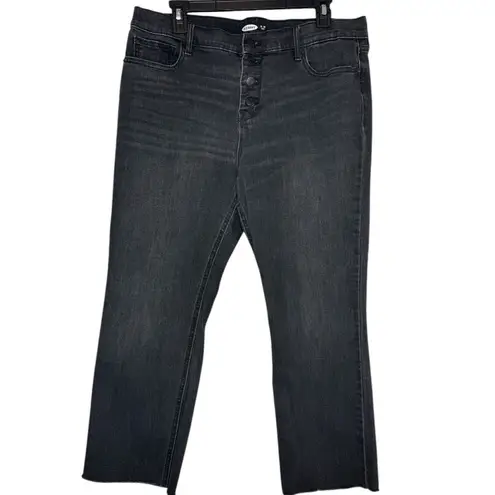 Old Navy  High Rise Flare Button Fly Ankle Jean Black distressed Size 10