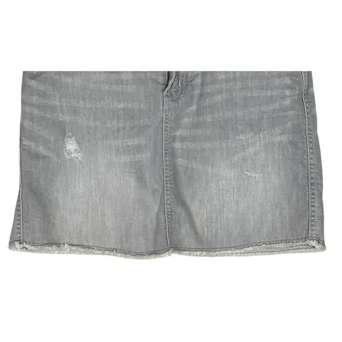 Martin + Osa Distressed Raw Hem Stretchy Mini Jean Skirt 10 Grey Washed #3594 Gray