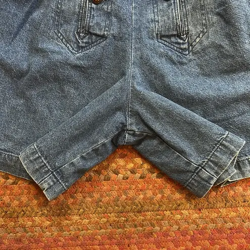 VTG HIGH RISE BUTTON FRONT NAUTICAL SAILOR DENIM SHORTS Blue Size 10