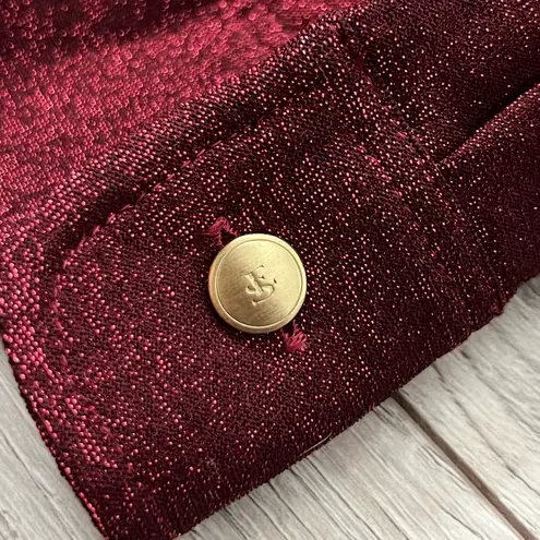 Vintage Escada Sport *flaw 2 Piece Metallic Shimmer Blouse Set | Red | 42/L Size L