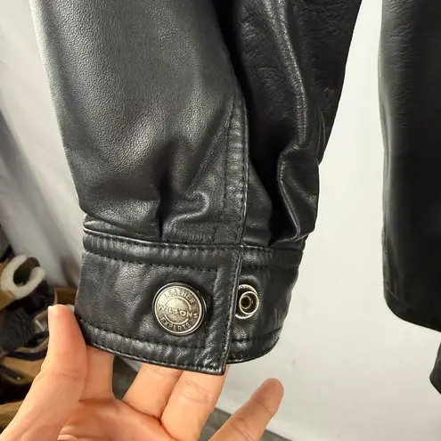 Vintage Wilson Leather Full Zip Drawstring Waist Jacket in Black Size Large