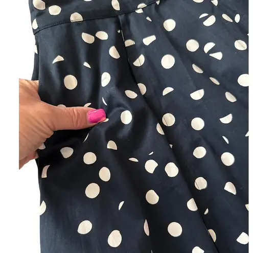 Kowtow Umbrella Skirt Polka Dots Navy & White Size 10 Blue