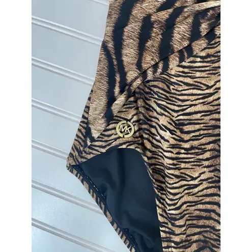 Michael Kors NWT  Swimsuit Brown & Black Tiger Print Twisted Halter 1 PC Size S