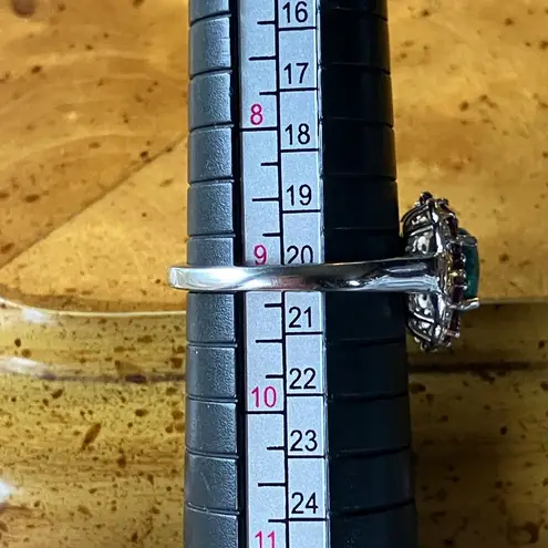 Natural Chrysocolla Orissa Garnet Halo Ring Size 9 Blue