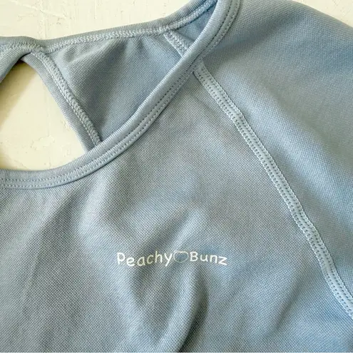 Peachy Bunz Athletic Active Wear Blue Long Sleeve Workout Crop Top Size undefined