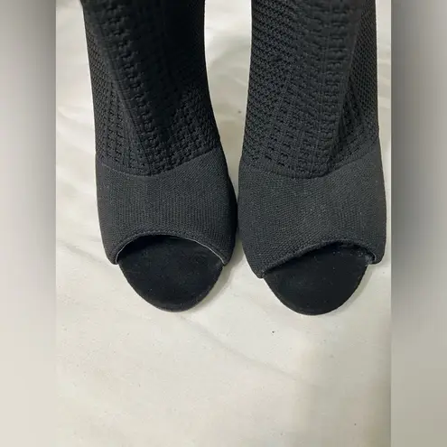 Catherine Malandrino Women’s Shoes Heels Stretch Peep Toe Black Booties Sz 8