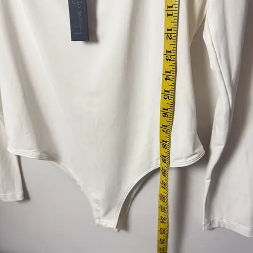 House of Harlow Bodysuit Womens Large Cream Long Sleeve Square Neck Basic Casual White