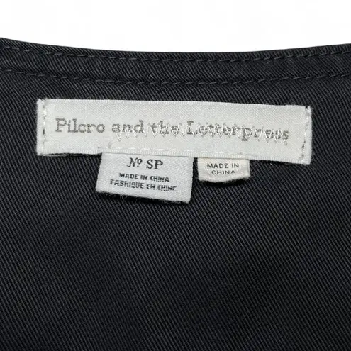 Pilcro and the Letterpress Pilcro Anthropologie Black Mini Dress Small Short Sleeves Button Cuffs Oversized