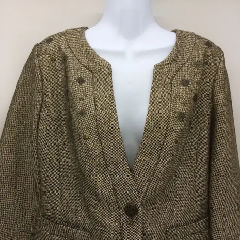 Coldwater Creek Earthy Tweed Blazer w/Metal Detailing/Metal Button 3/4 Sleeves-8
