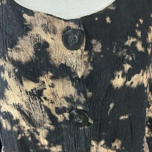 Dress to Kill LagenLook One Size Art to Wear Black & Tan Tie Dye Button Up Top