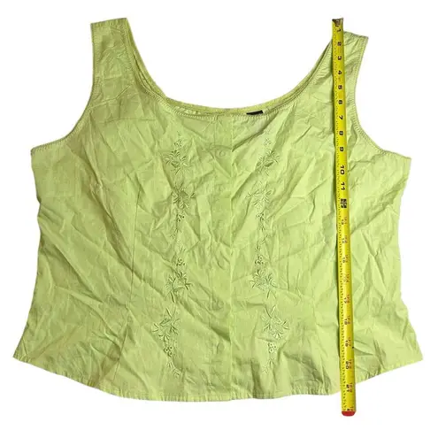 Vintage New York & Company Chartreuse Embroidered Cotton Crop Top Y2K Fairy