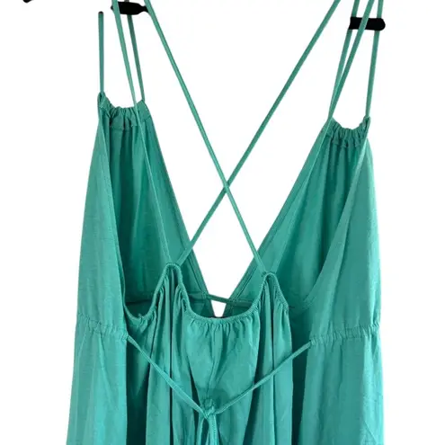 ZARA  Strappy Midi Dress Sz L Teal Beach Beachy Boho Summer Vacation Sundress‎
