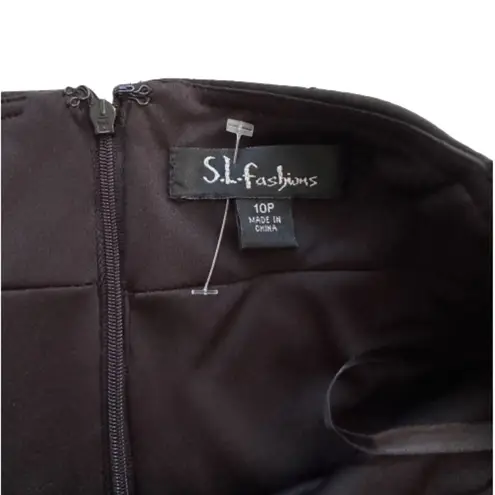 S.L. Fashions Dress Black Iridescent Pink Green Chiffon Party Cocktail Dress 10P